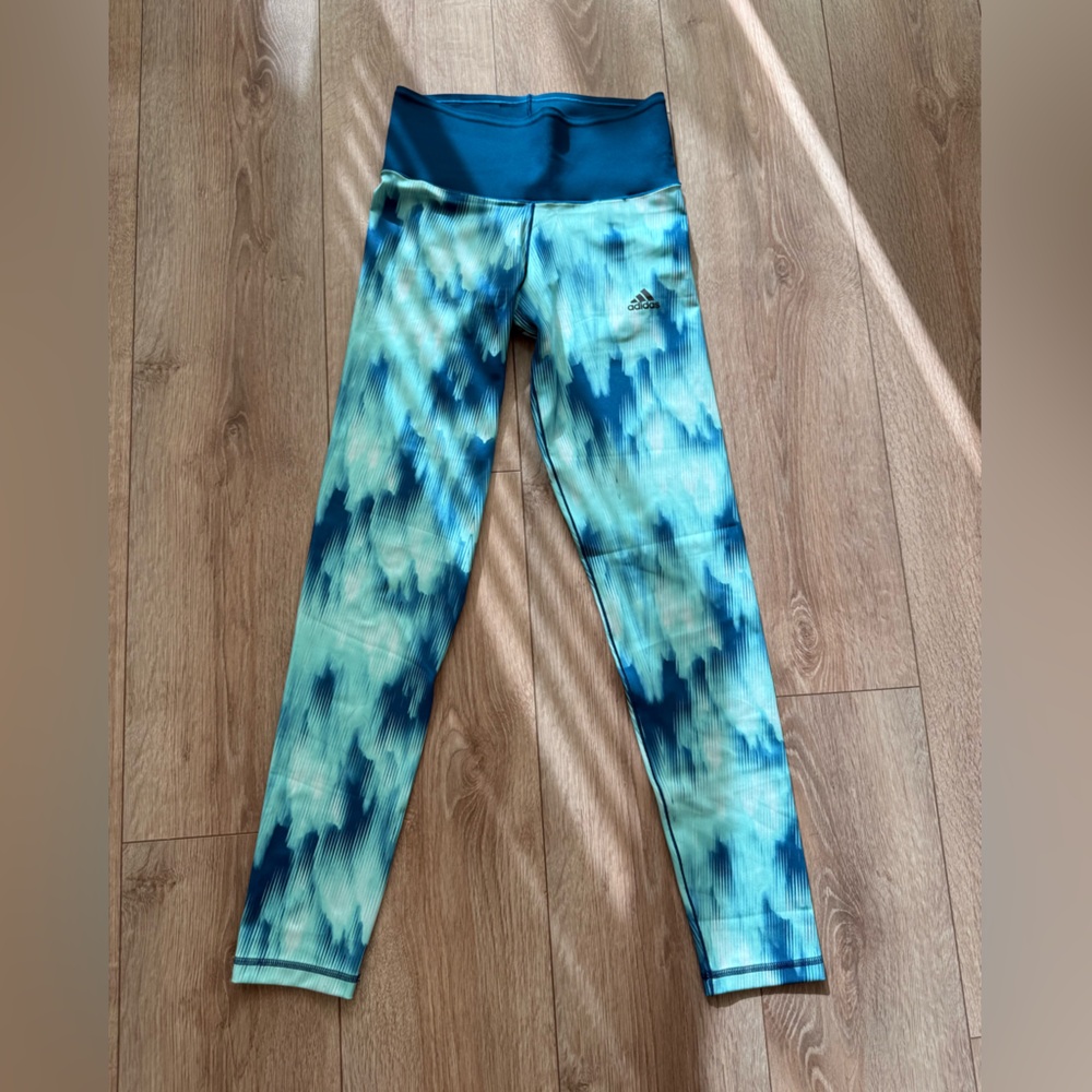 Adidas Aqua and Navy Tie-Dye Leggings